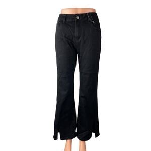NEW Bowknot Women's Black High Rise Slit Flared Bootcut Denim Jeans Size XL